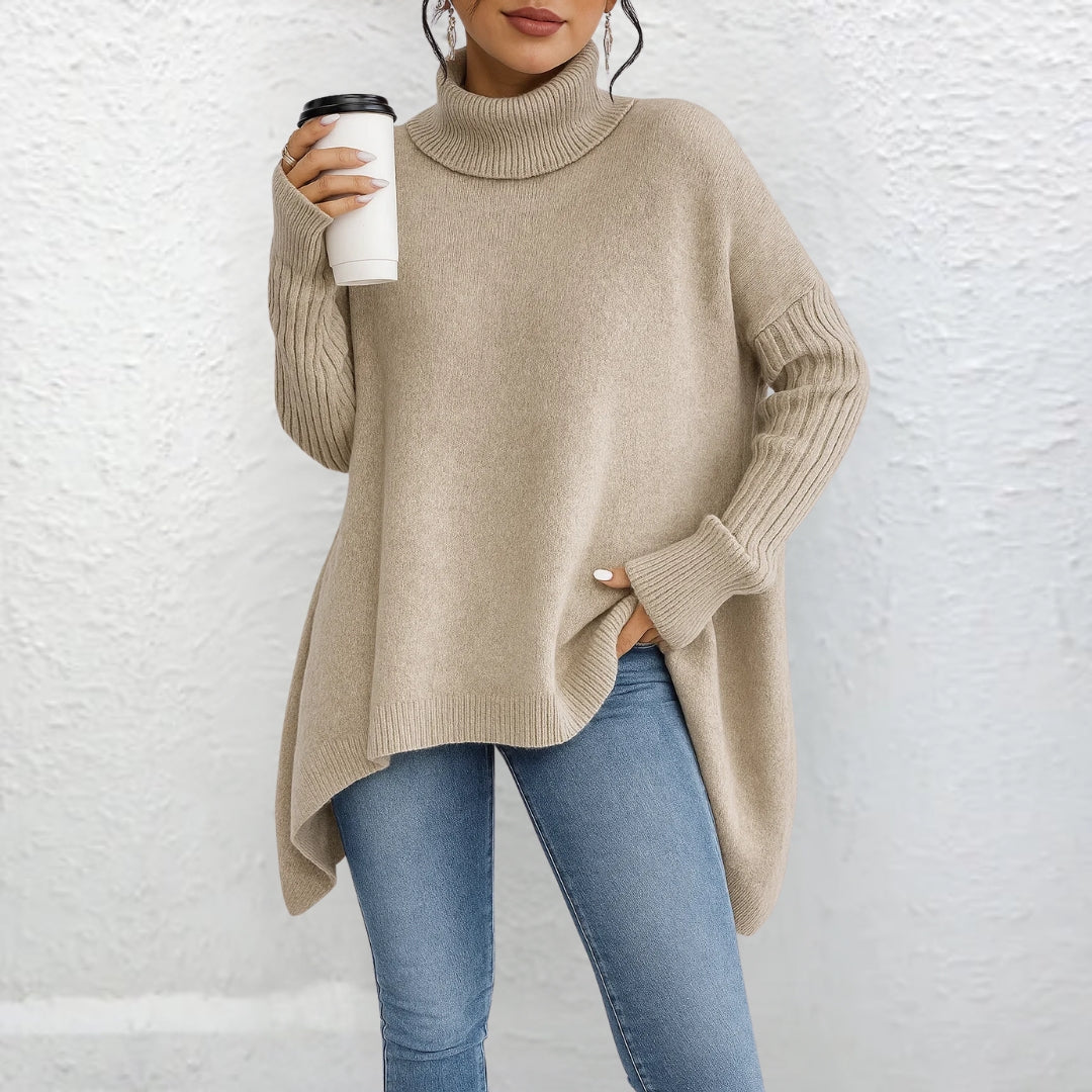Brigit | Otulający Sweter z Golfem – Krój Loose-Fit