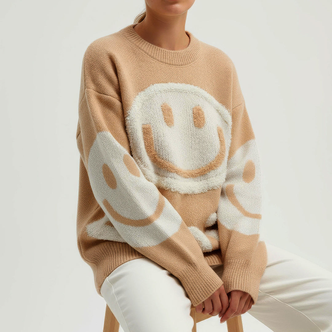 Radosna | Oversizowy Sweter z Uśmiechem