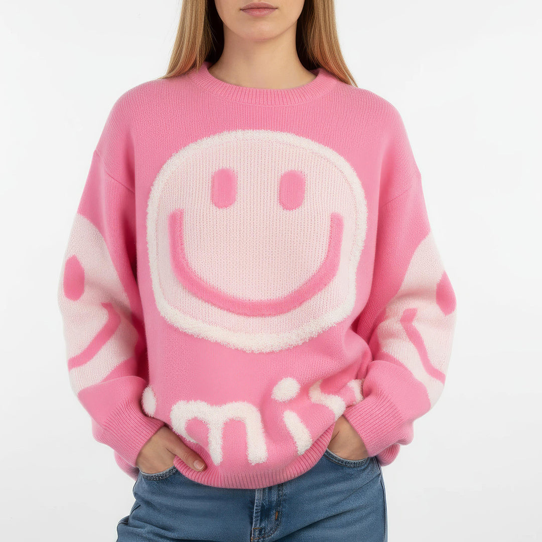 Radosna | Oversizowy Sweter z Uśmiechem