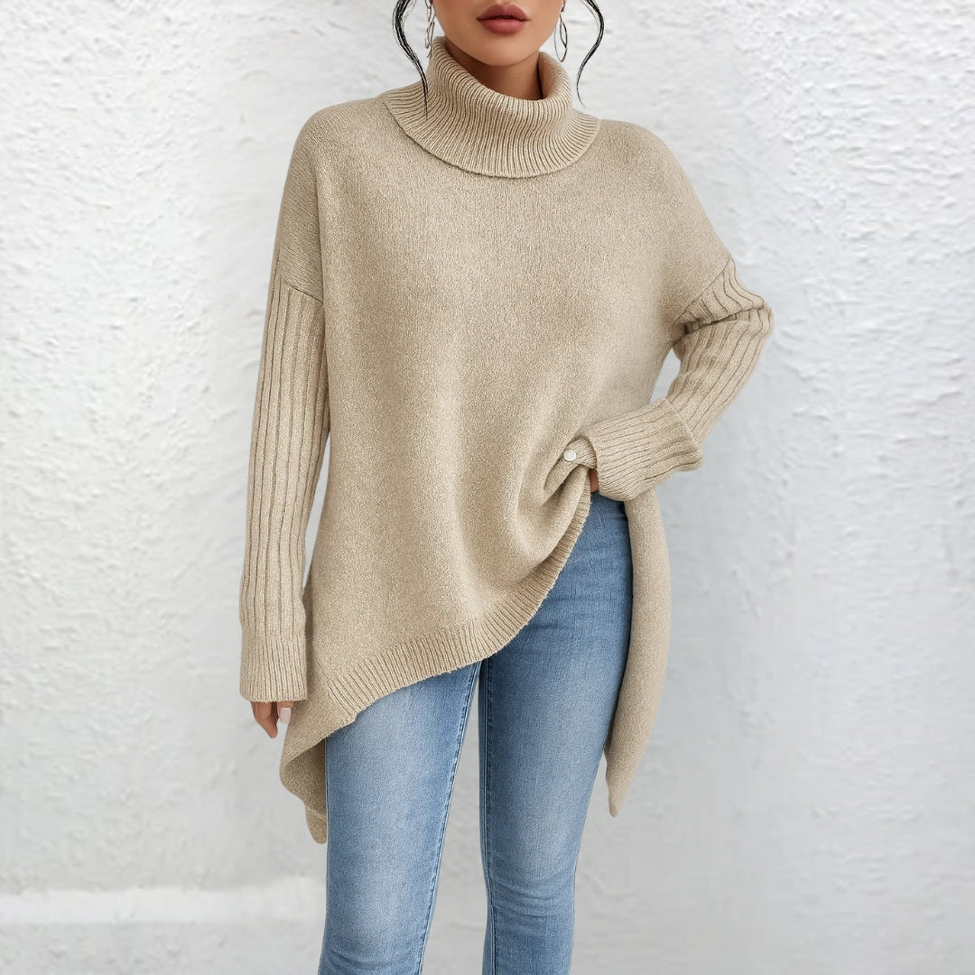 Brigit | Otulający Sweter z Golfem – Krój Loose-Fit