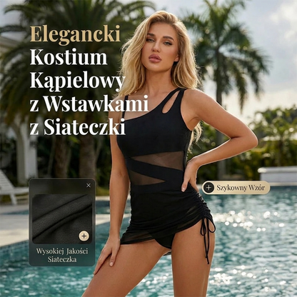Isa | Asymetryczna Architektura Monokini i Transparentny Splot Siateczki Noir