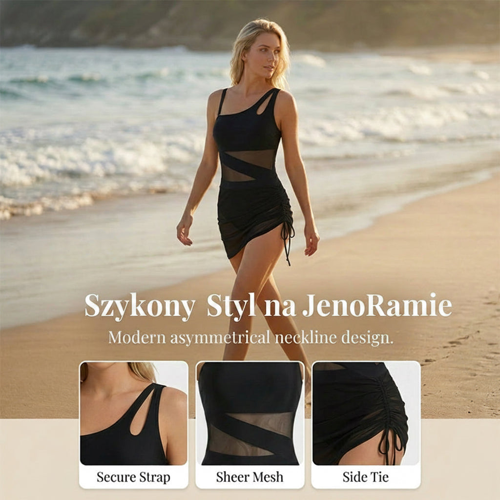 Isa | Asymetryczna Architektura Monokini i Transparentny Splot Siateczki Noir